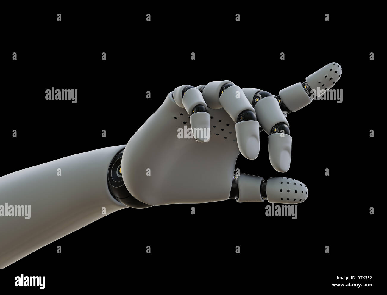 Roboter Hand, Zeigefinger, isoliert Stockfoto