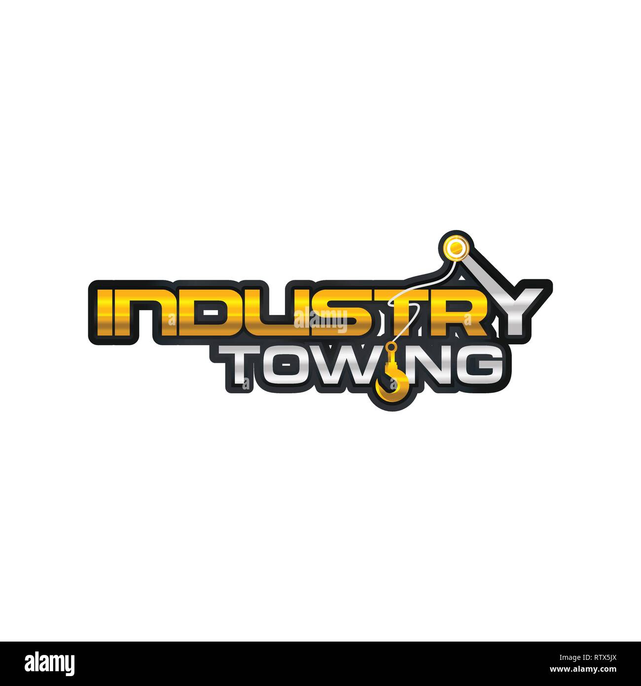 Kranhaken Abschleppen Industrie shinny Wort markieren, schreiben Mark logo Vektor Stock Vektor
