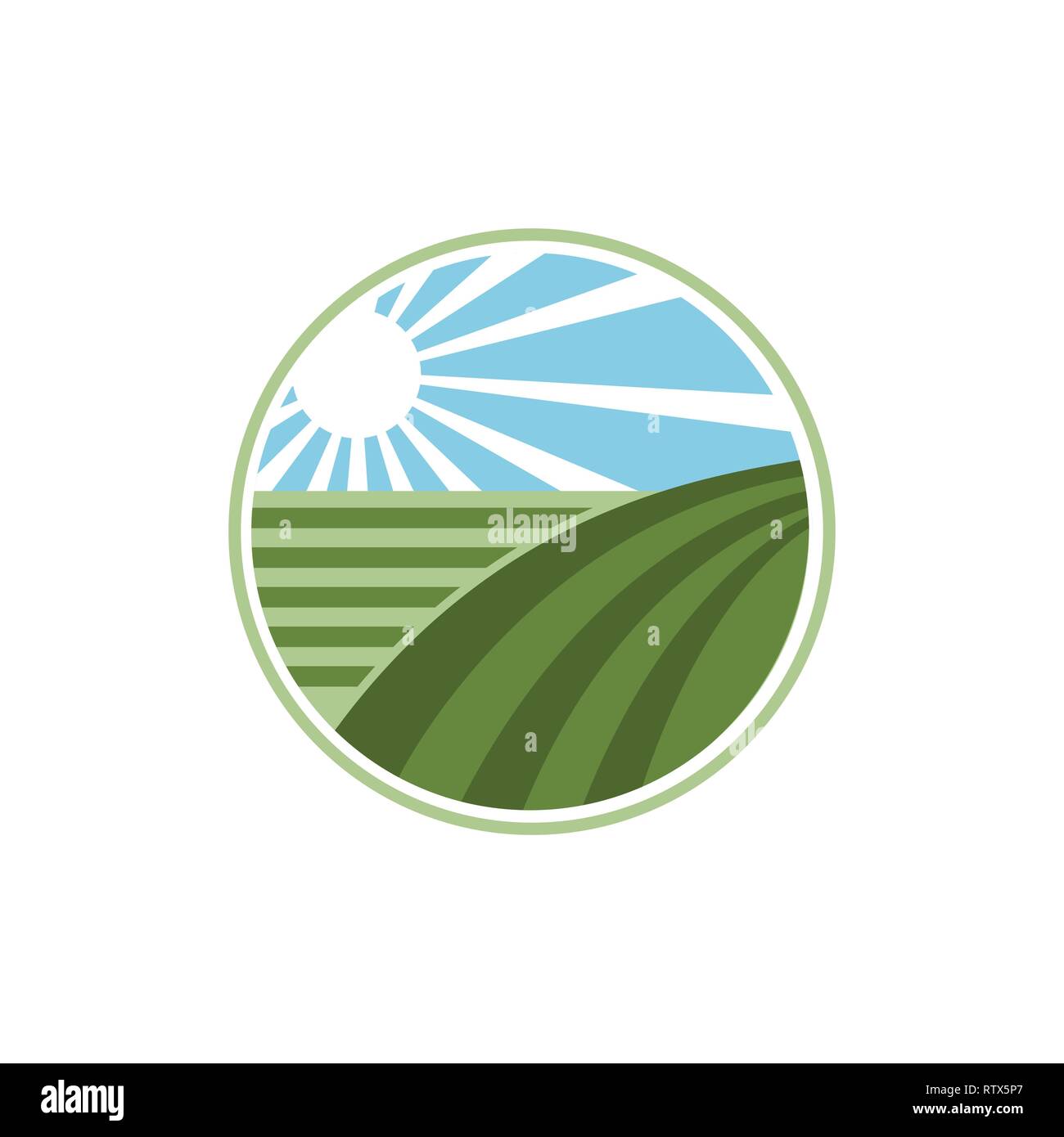 Frische Produkte einzigartiges Zeichen oder Symbol. Der ökologische Landbau Logo Design Idee. Landwirtschaft Logo Design. Logo Template für frischen landwirtschaftlichen Nahrungsmittel Stock Vektor