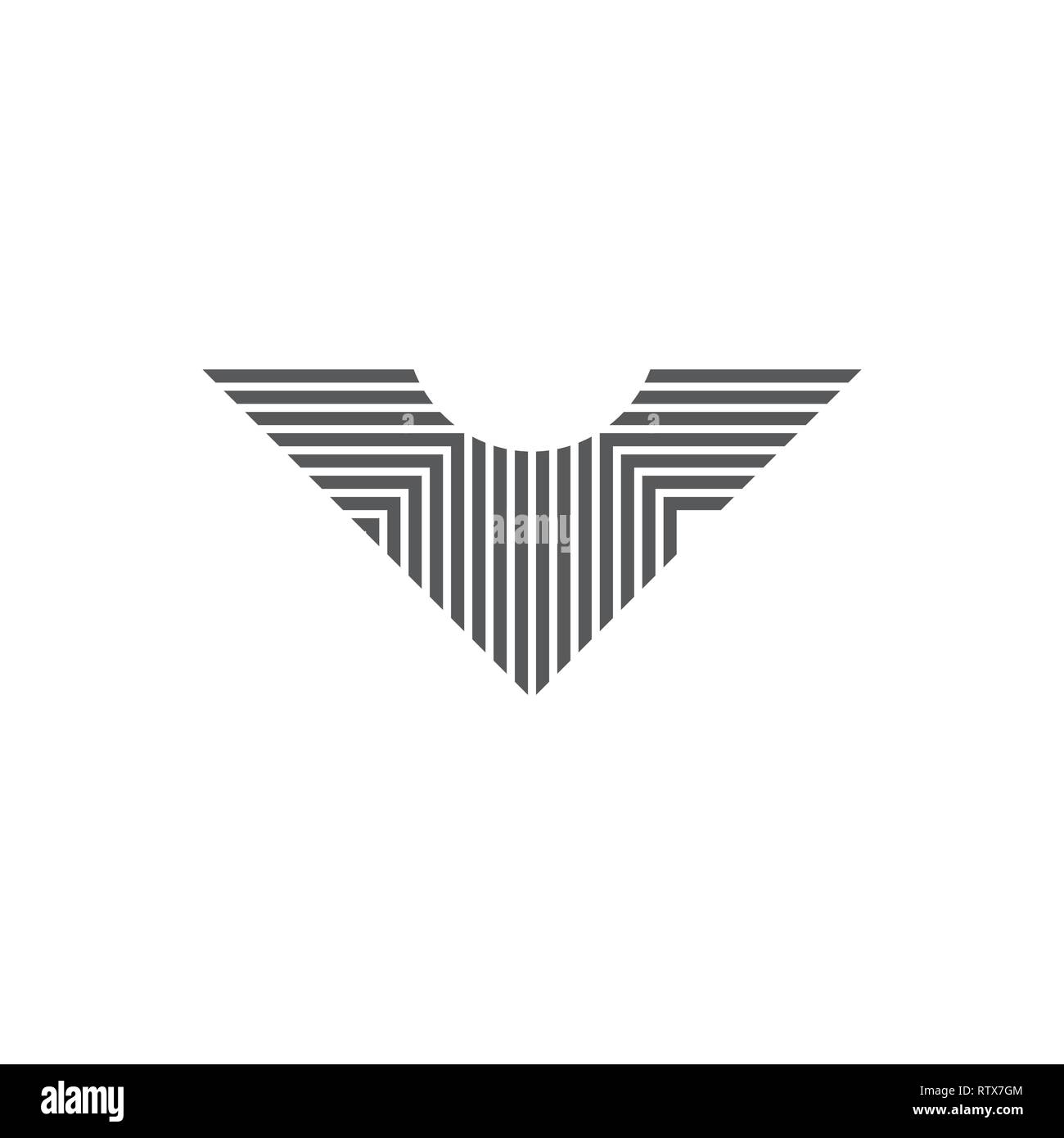 Abstrakte Buchstaben v Streifen Flügel logo Stock Vektor