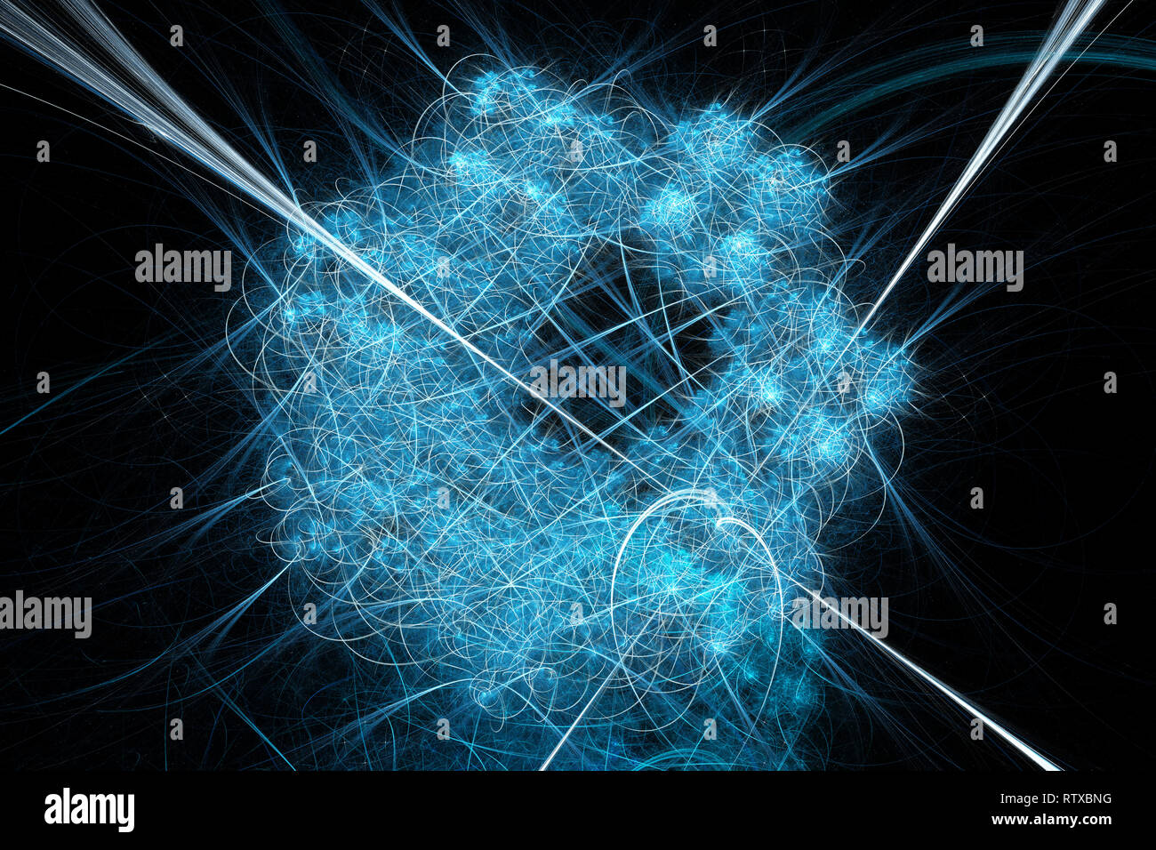 Blau leuchtende abstrakte arc Netzwerk, Computer-generierte Zusammenfassung Hintergrund, 3D-Rendering Stockfoto