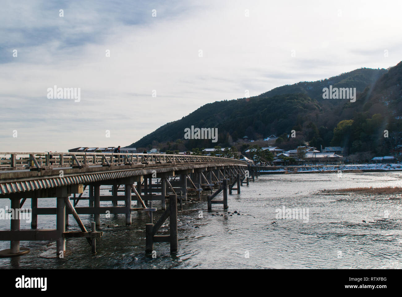 Die Togetsu-kyo Bridge in der arashiyama Stadtteil von Kyoto. Stockfoto