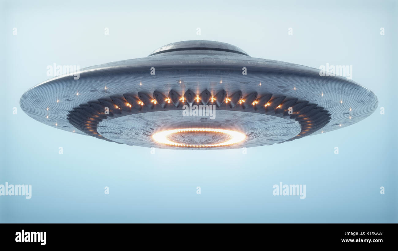Unbekanntes Flugobjekt (UFO), Illustration. Stockfoto