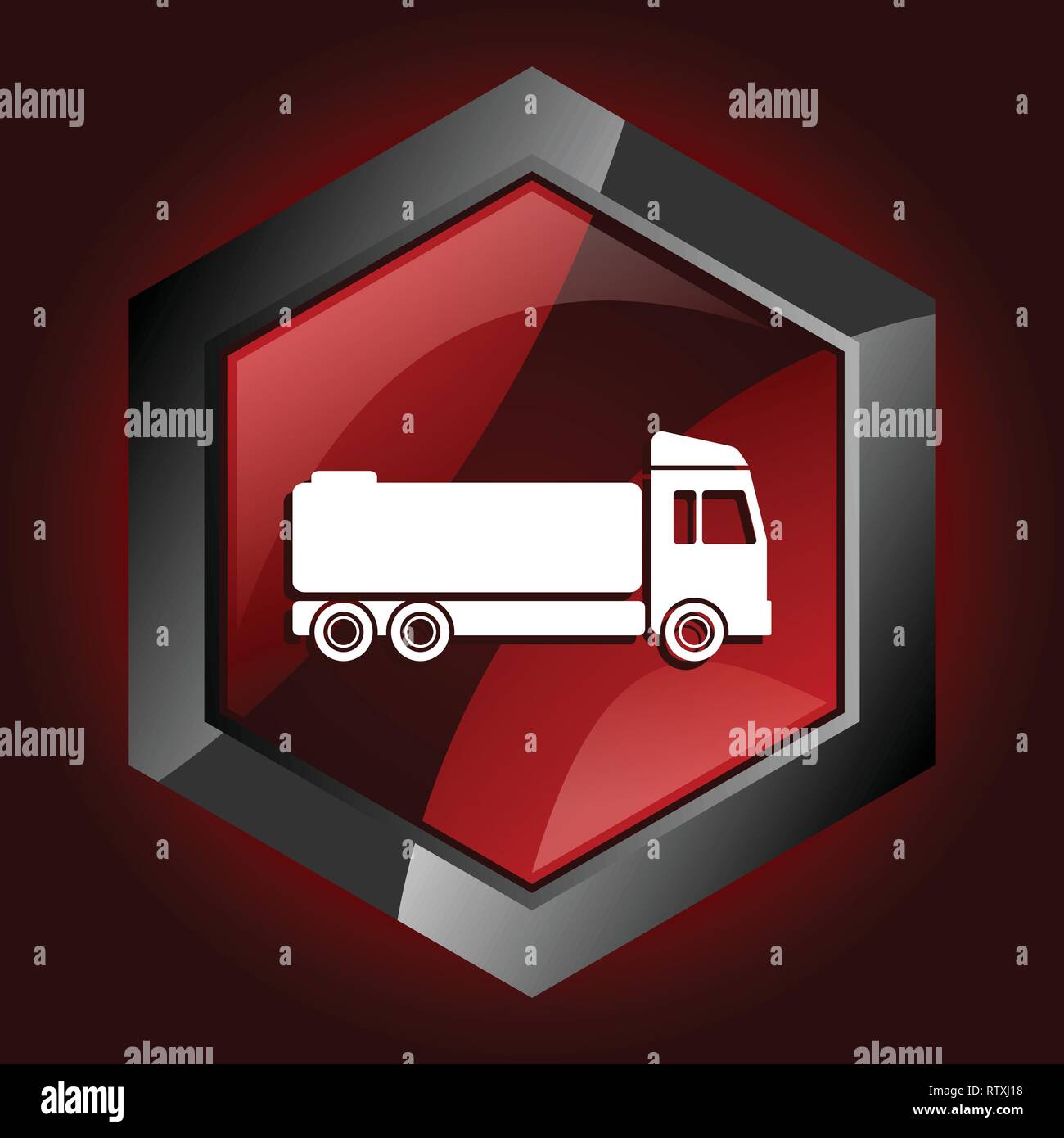 Fahrzeug Sechskant glänzend Dunkelrot und schwarz Web Icon, Vector Illustration in eps 10. Stock Vektor