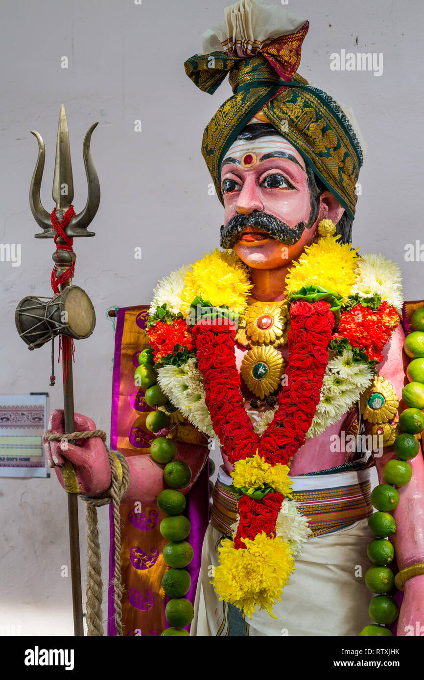 Hinduistische Gottheit, Sri Maha Muneswarar Tempel, Kuala Lumpur, Malaysia. Stockfoto