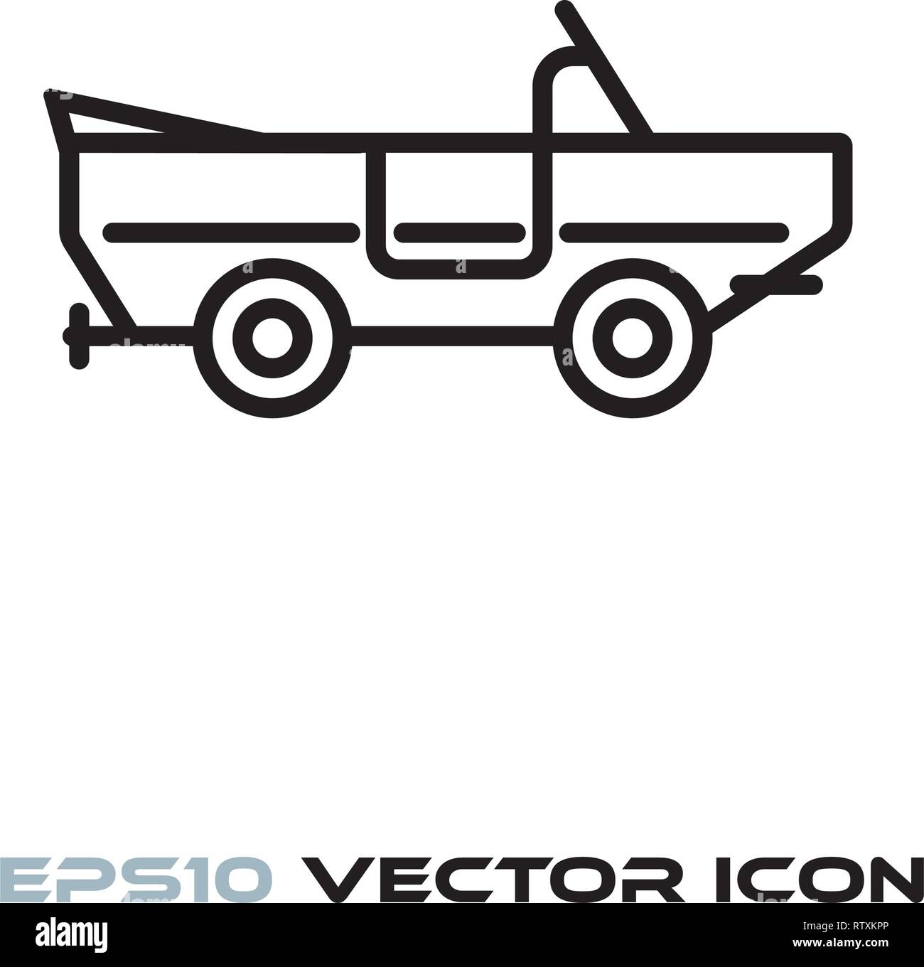 Aquatische Auto flache Linie Symbol Vektor illustration Stock Vektor