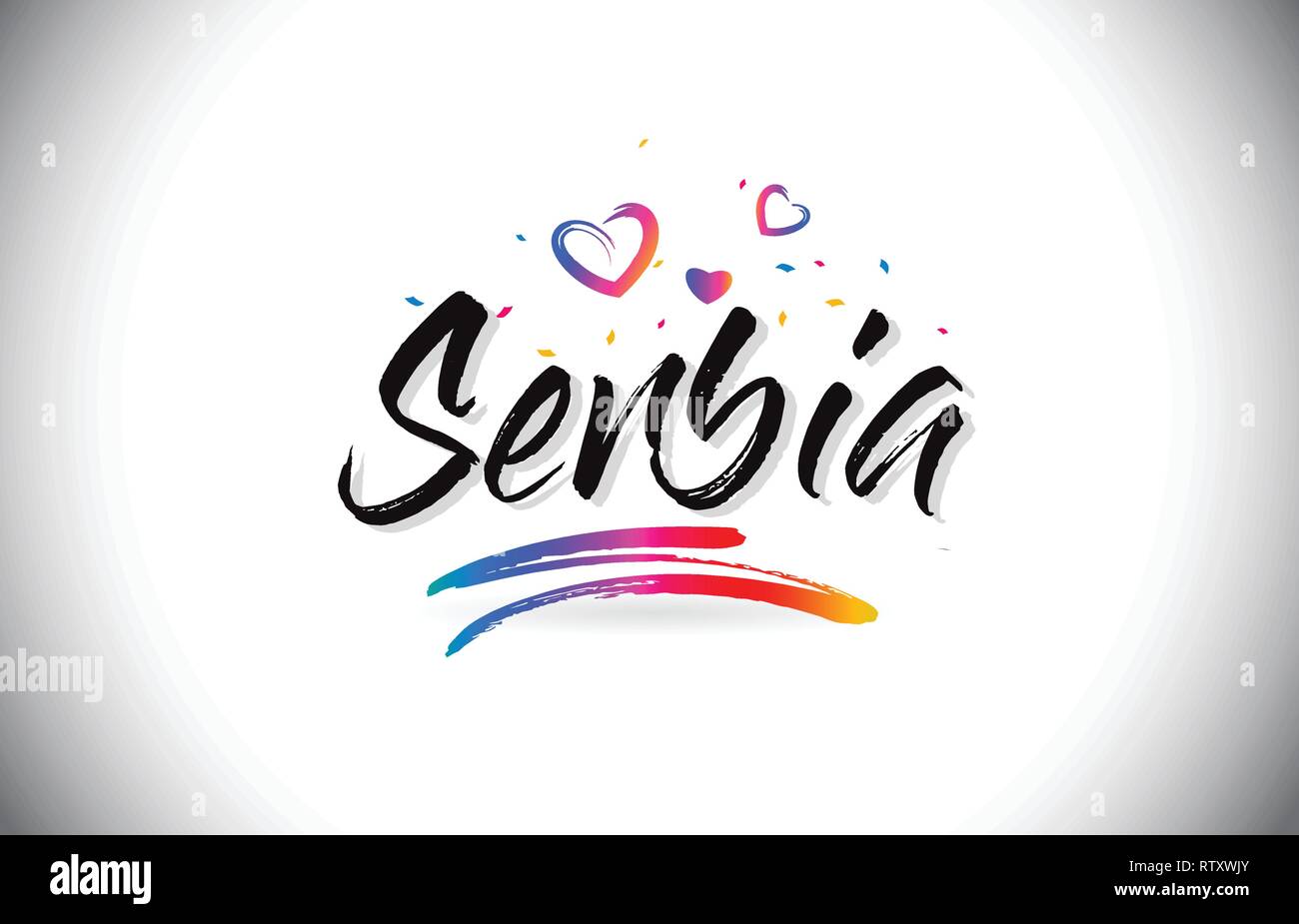Serbien Willkommen bei Wort Text mit Liebe Herzen und Kreative