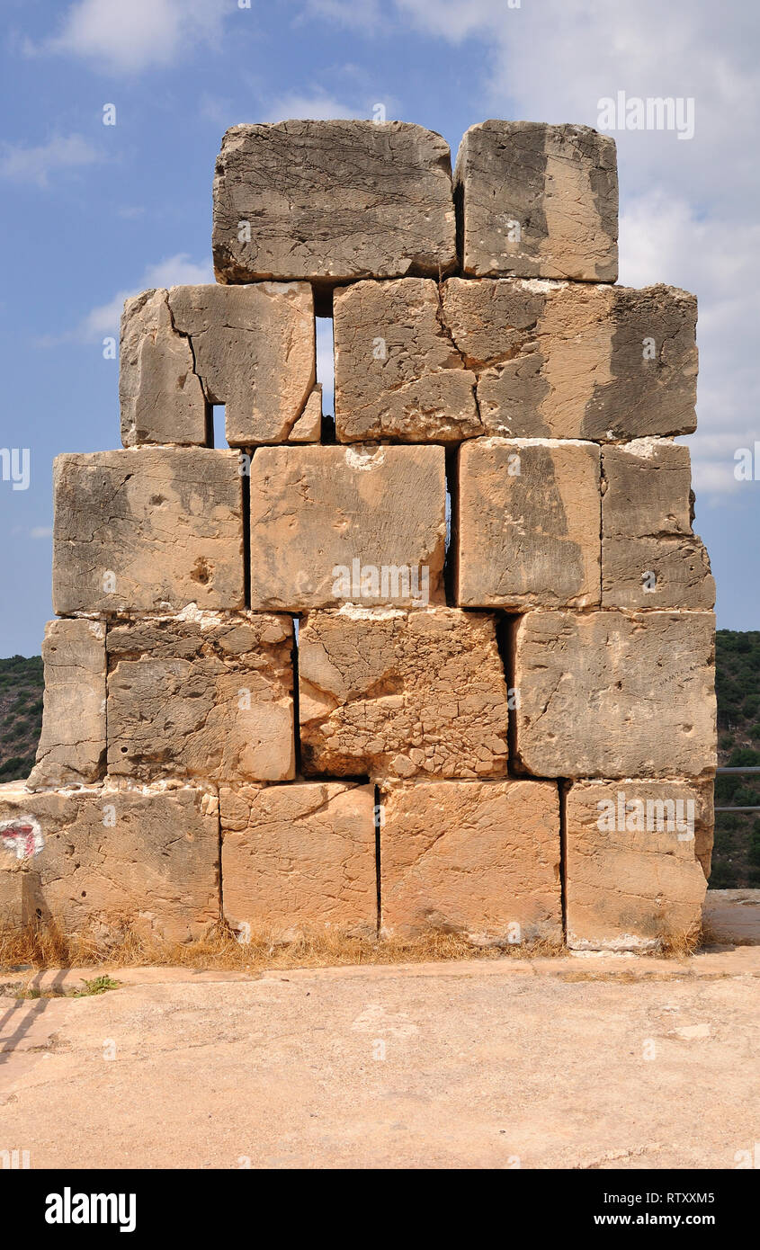 Zerstörten Mauer Montfort Festung. Israel. Stockfoto