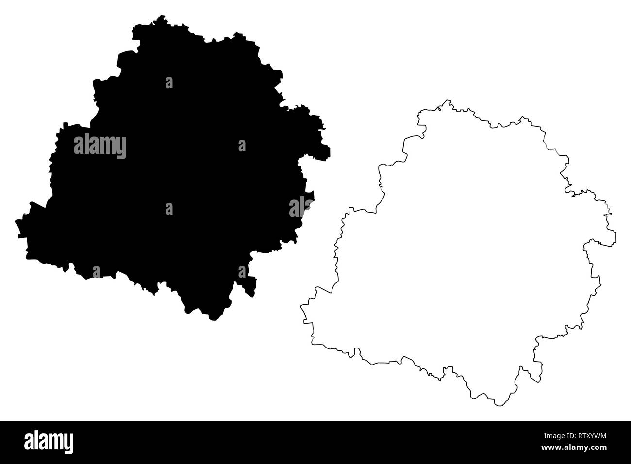 Woiwodschaft Lodz (Verwaltungsgebiete Polens, Woiwodschaften Polens) Karte Vektor-illustration, kritzeln Skizze Lodz Provinz Karte Stock Vektor