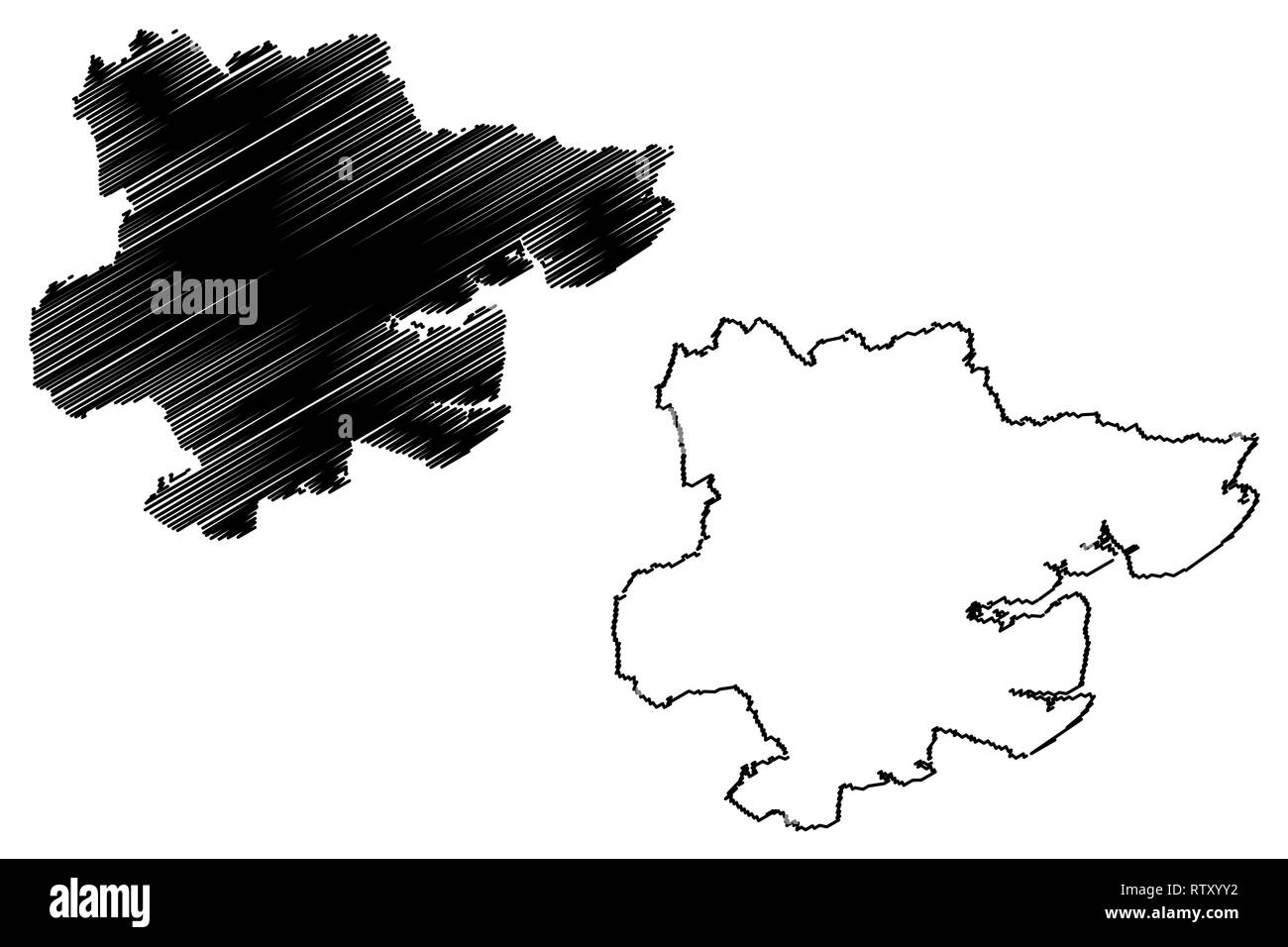 Essex (Großbritannien, England, Non-Metropolitan County, Shire county) Karte Vektor-illustration, kritzeln Skizze Essex Karte Stock Vektor
