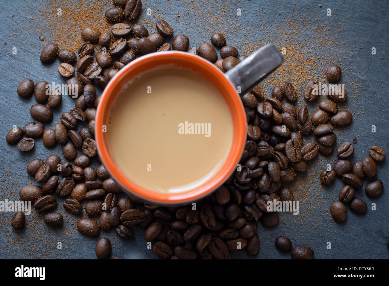 Tasse Kaffee-Draufsicht Stockfoto