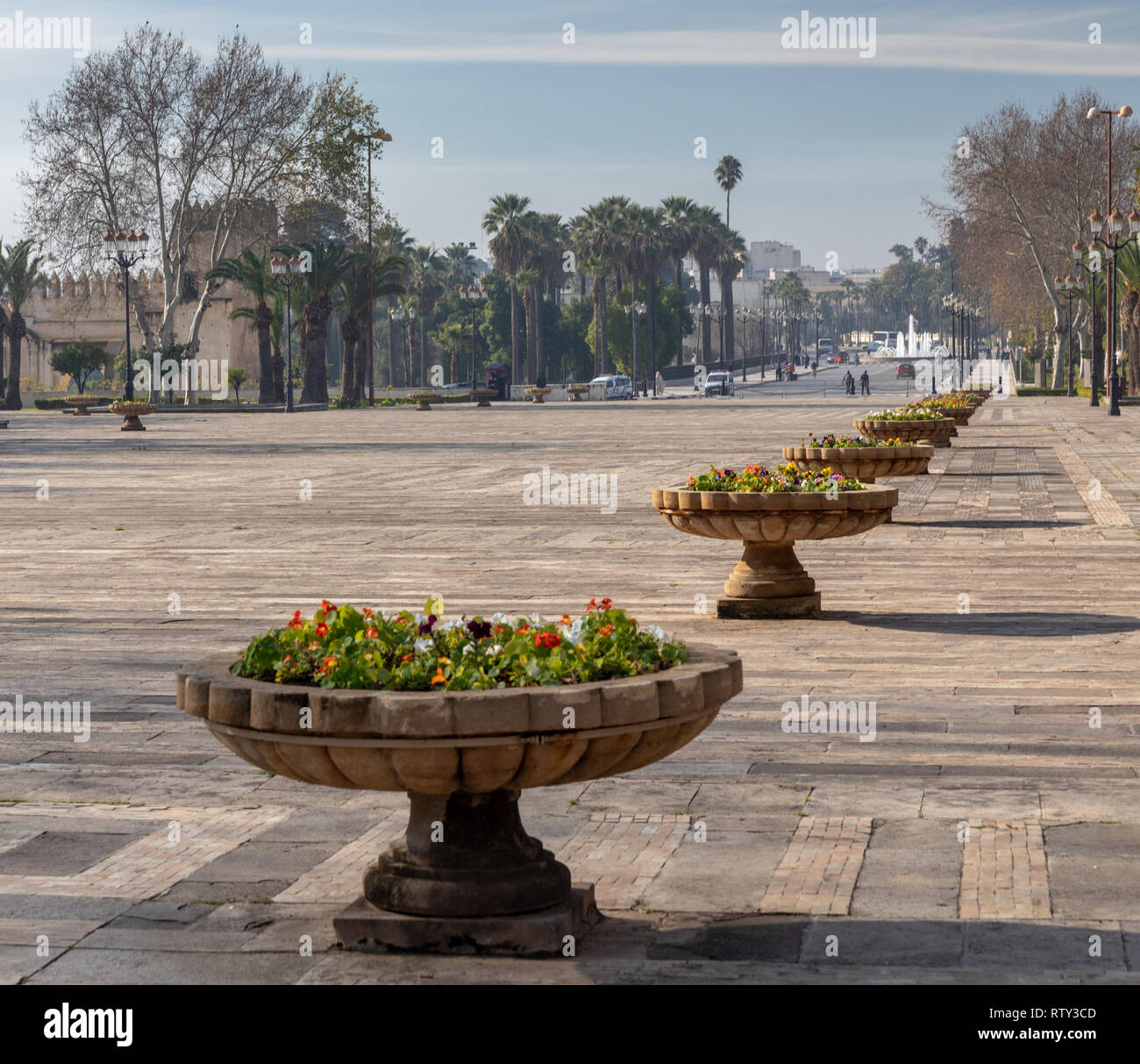 Avenue Moulay Youssef vom Königlichen Palast Tor, Fes, Marokko Stockfoto
