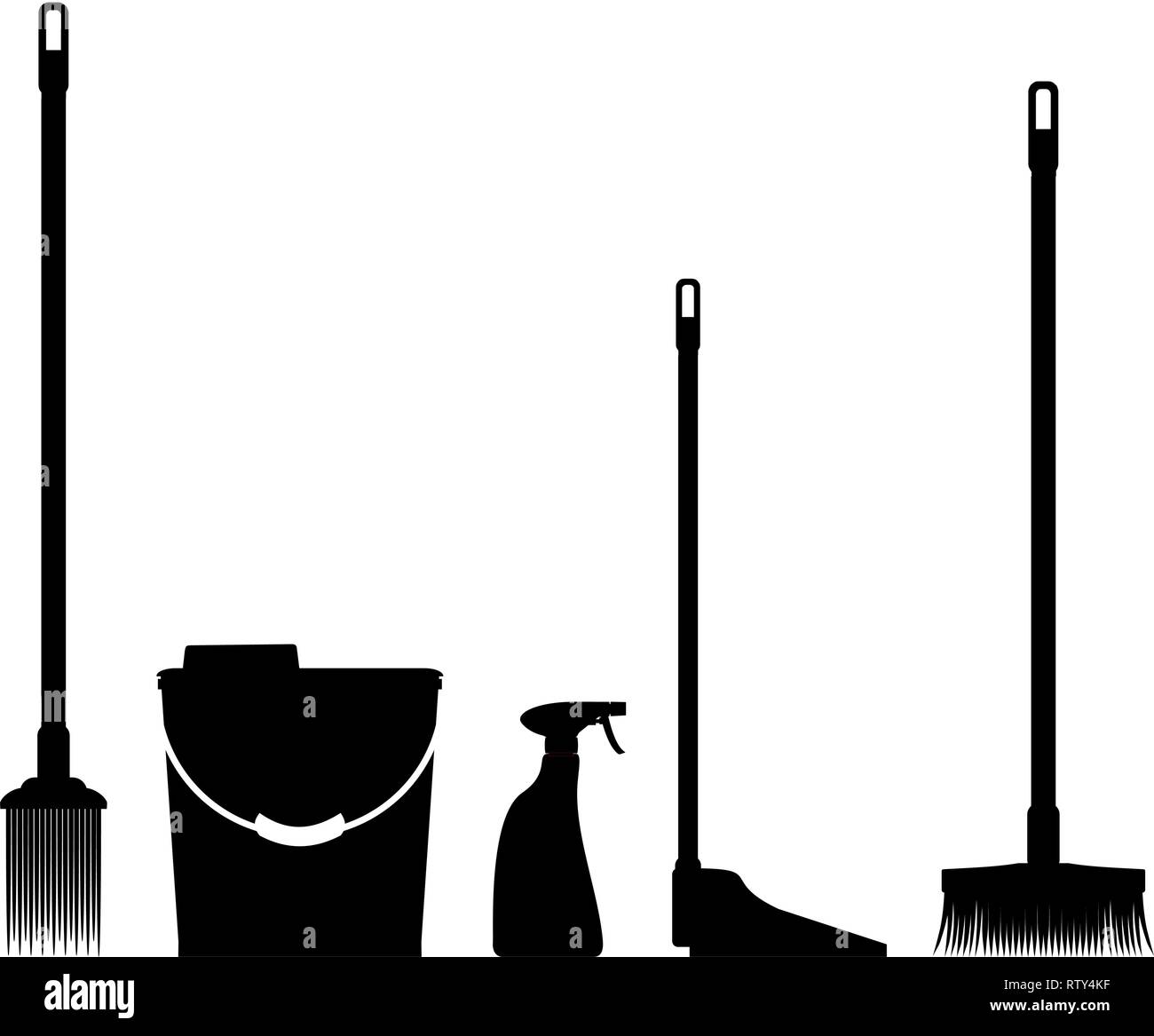 Silhouette von reinigungsutensilien Stock Vektor