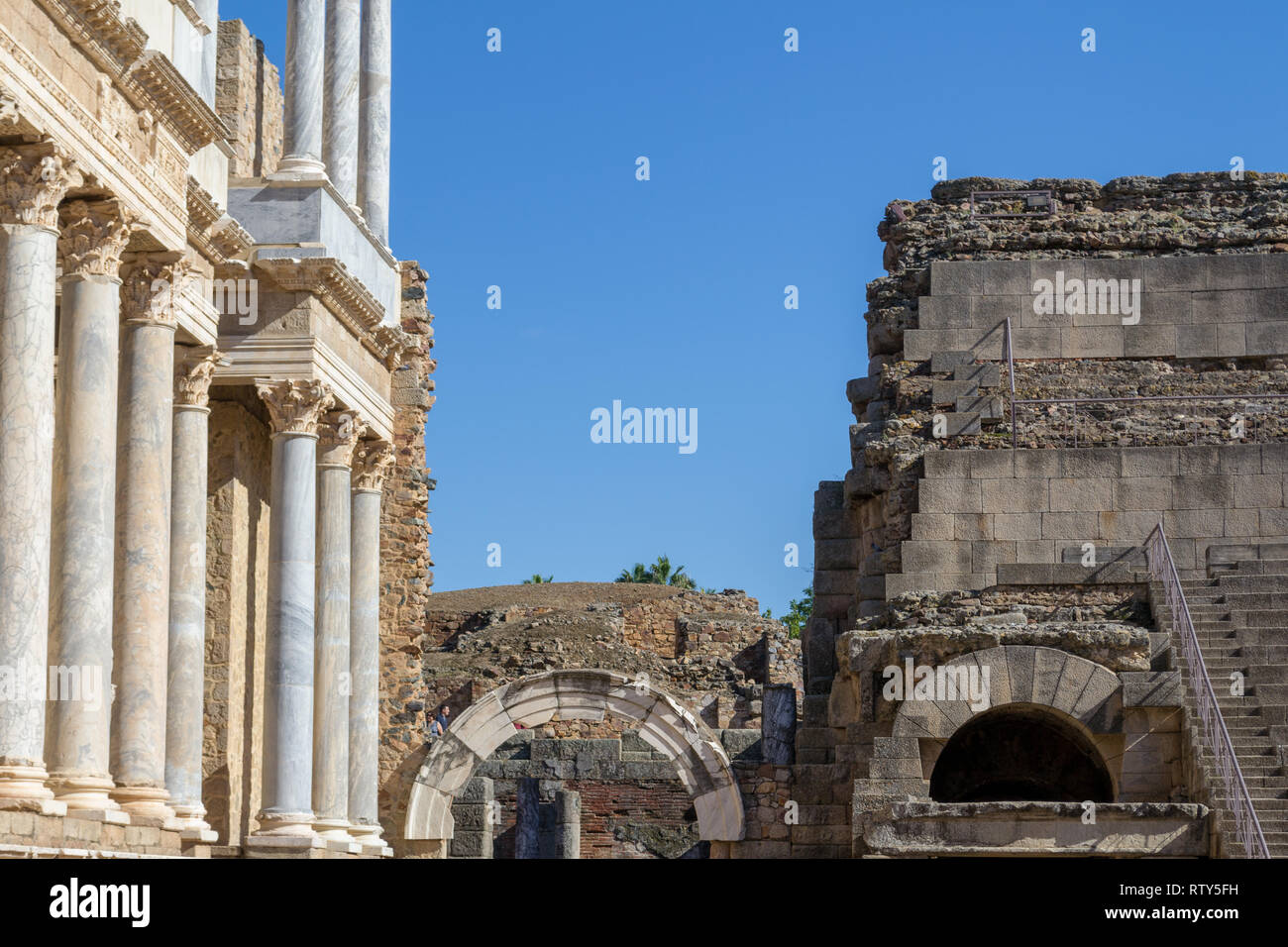 Das römische Theater von Mérida (Spanien) wurde im ersten Jahrhundert erbaut AD Stockfoto