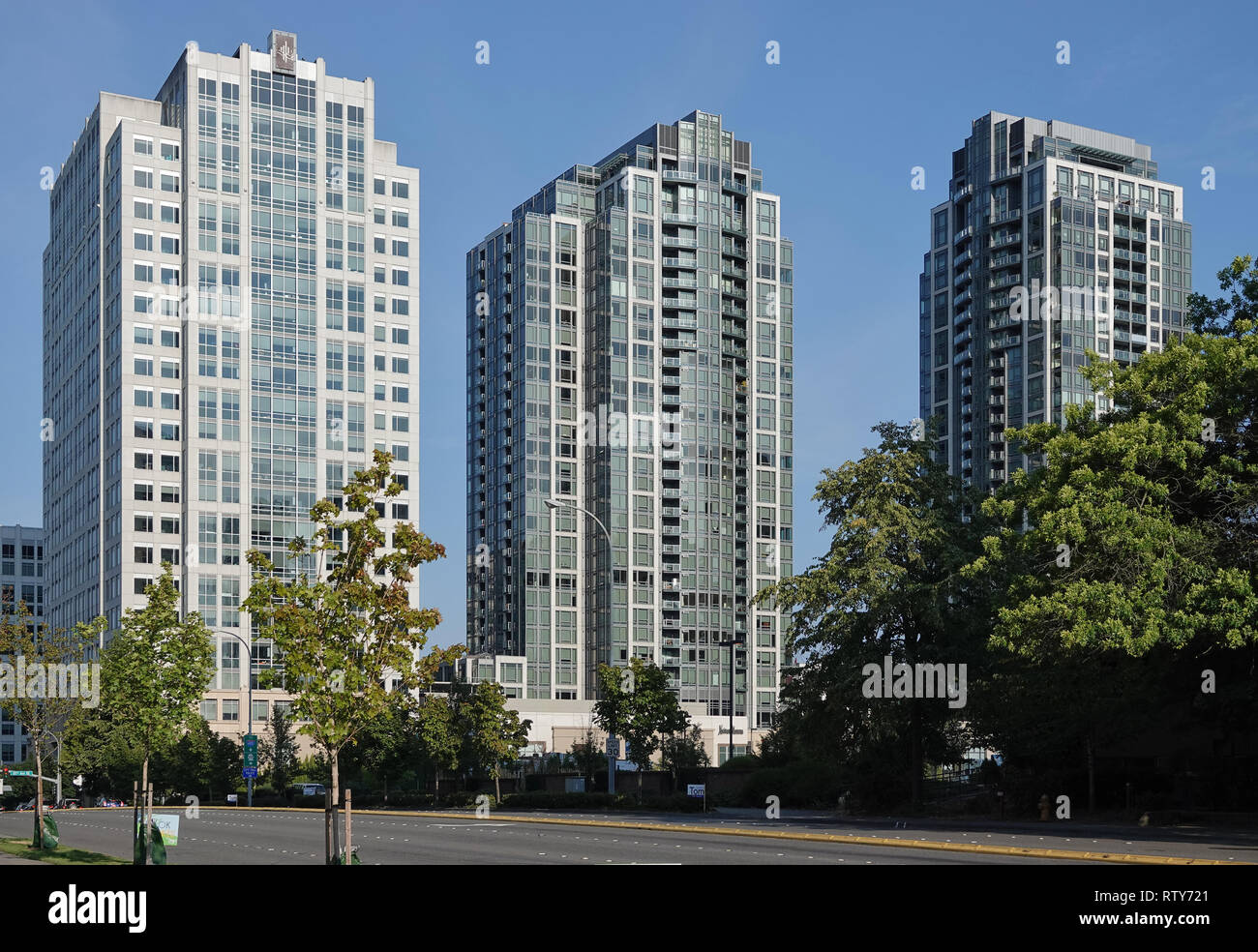 "Bravern" Hochhäuser in der Innenstadt von Bellevue, WA, USA; August 2018 Stockfoto