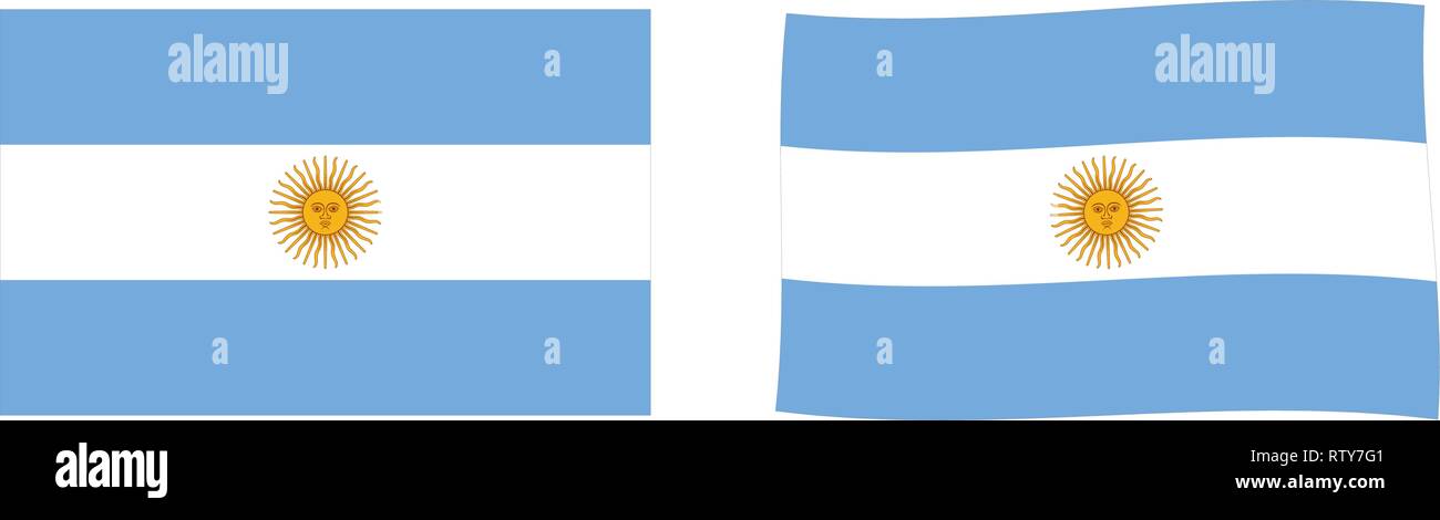 Flagge der Republik Argentinien (Argentinien). Einfache und leicht winken Version. Stock Vektor