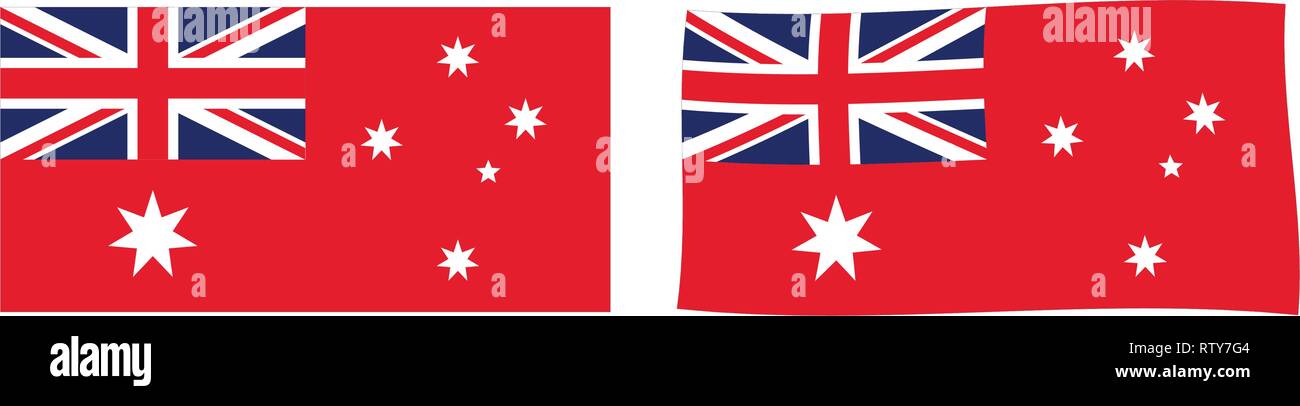 Commonwealth von Australien Civil Flag Variante (Australian Red Ensign). Einfache und leicht winken Version. Stock Vektor