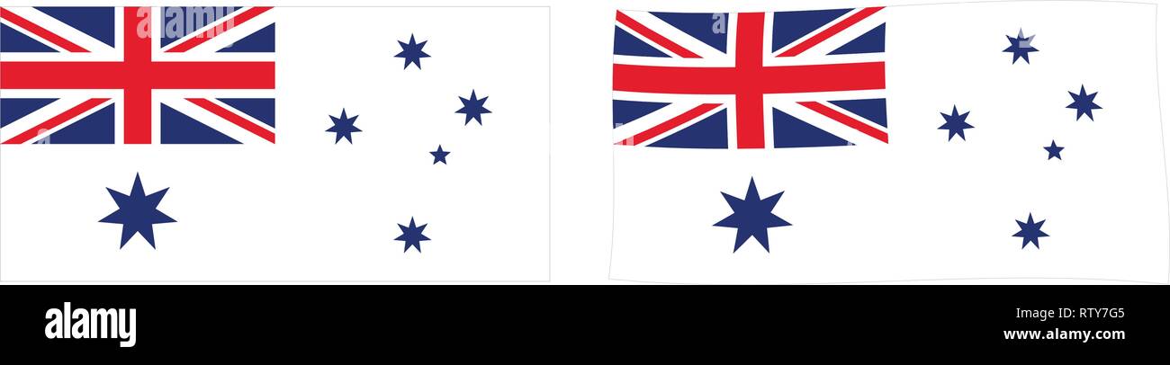 Commonwealth von Australien naval Flagge Variante (Australian White Ensign). Einfache und leicht winken Version. Stock Vektor