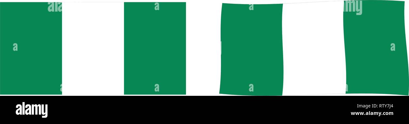 Bundesrepublik Nigeria Flagge. Einfache und leicht winken Version. Stock Vektor