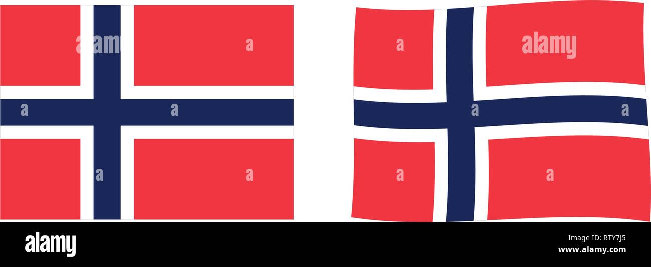 Königreich Norwegen Flagge. Einfache und leicht winken Version. Stock Vektor