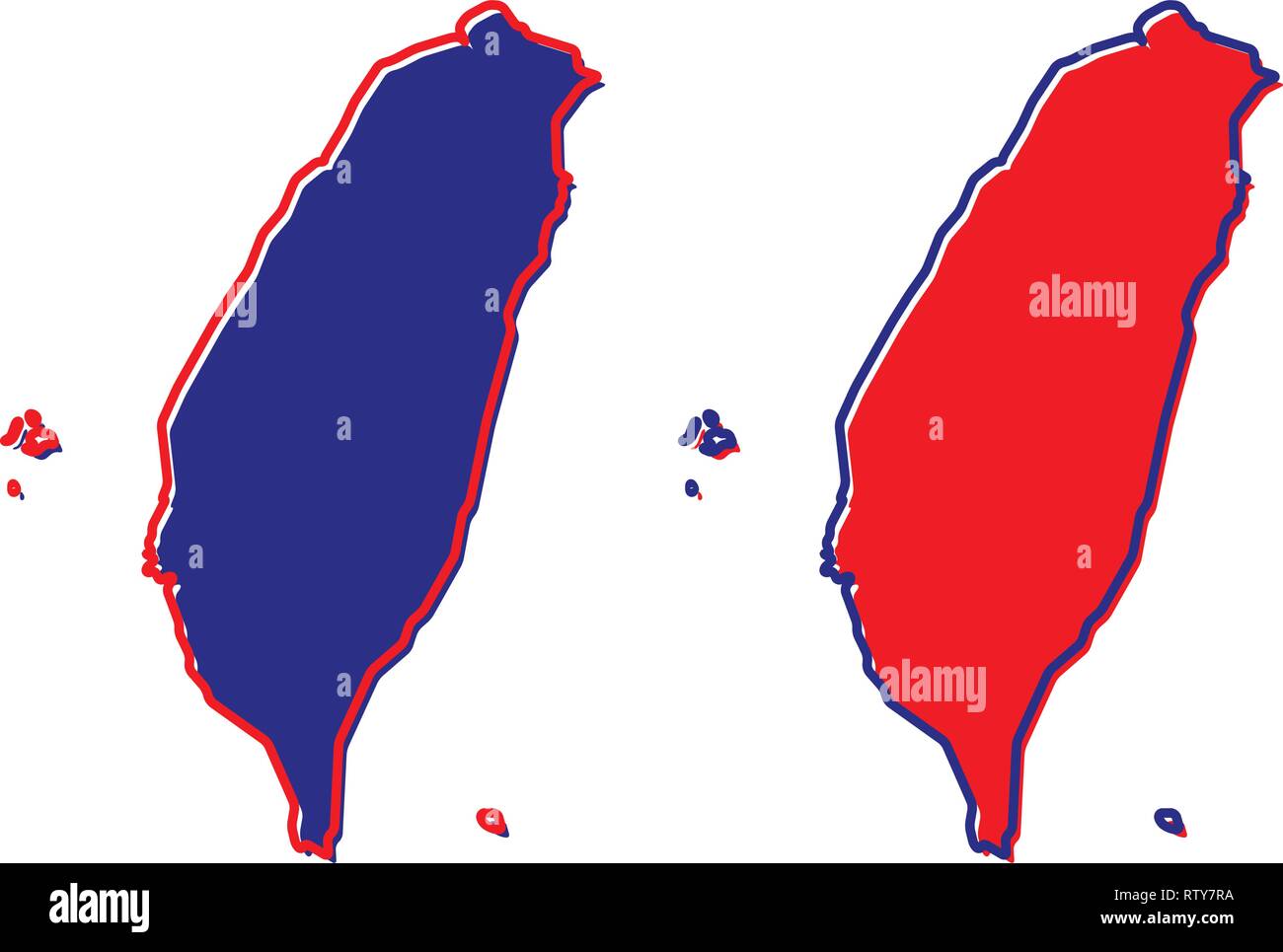 Vereinfachte Karte von Taiwan (China). Der Füllung und die nationalen Farben. Stock Vektor