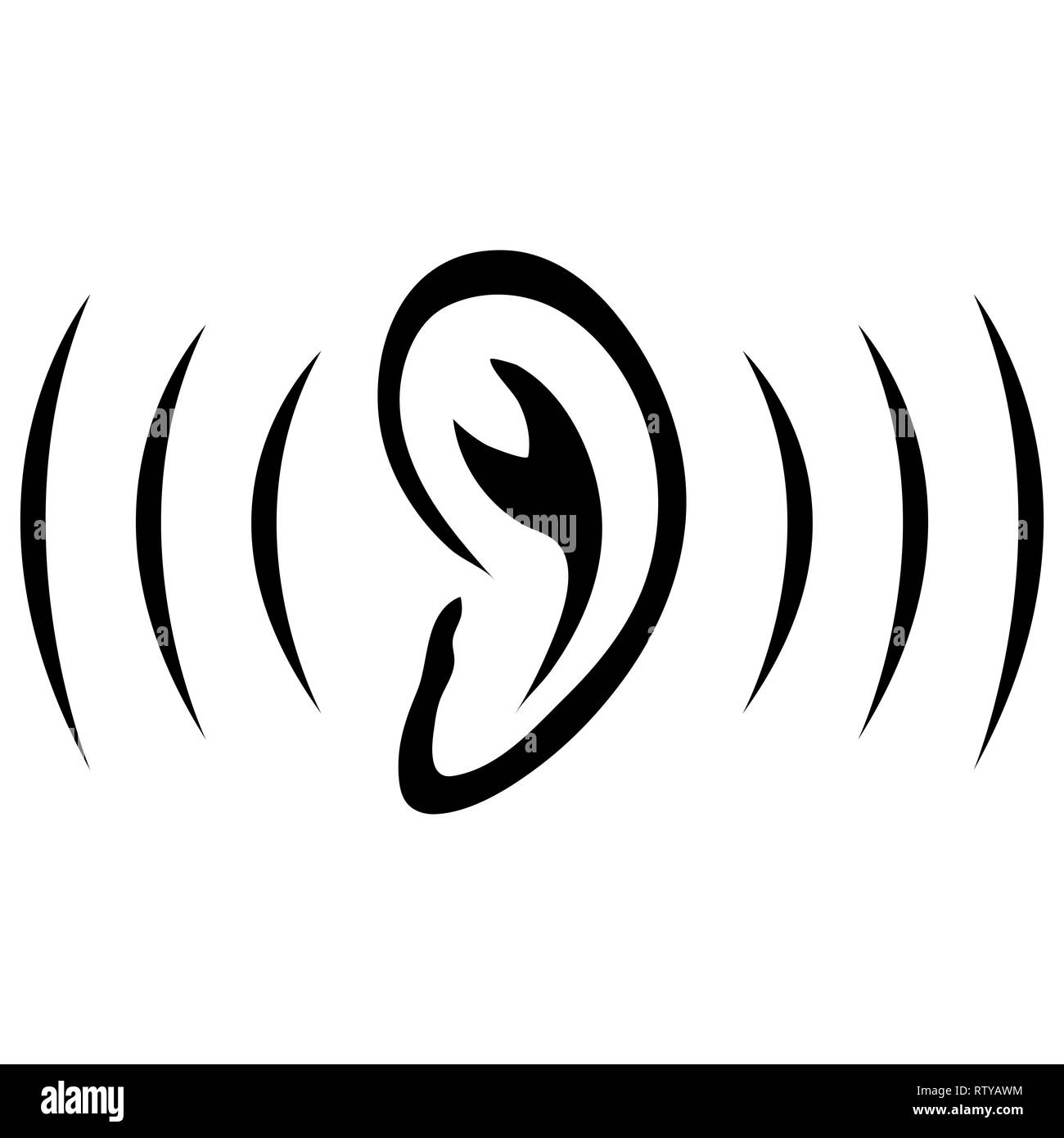 Ohr und Sound Symbol Stock Vektor