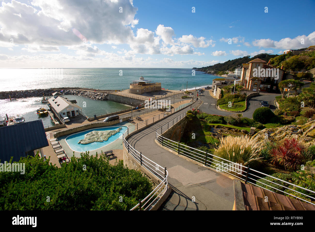 Direkt am Meer, Marina, Fisch Quay, Gärten, Ventnor, Isle of Wight, England, Vereinigtes Königreich, Stockfoto