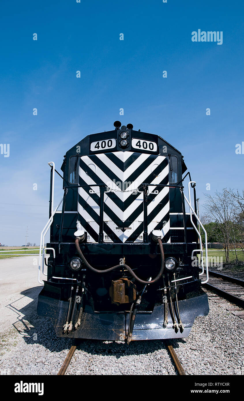 Vertikale Ansicht von Diesel Lokomotive Stockfoto