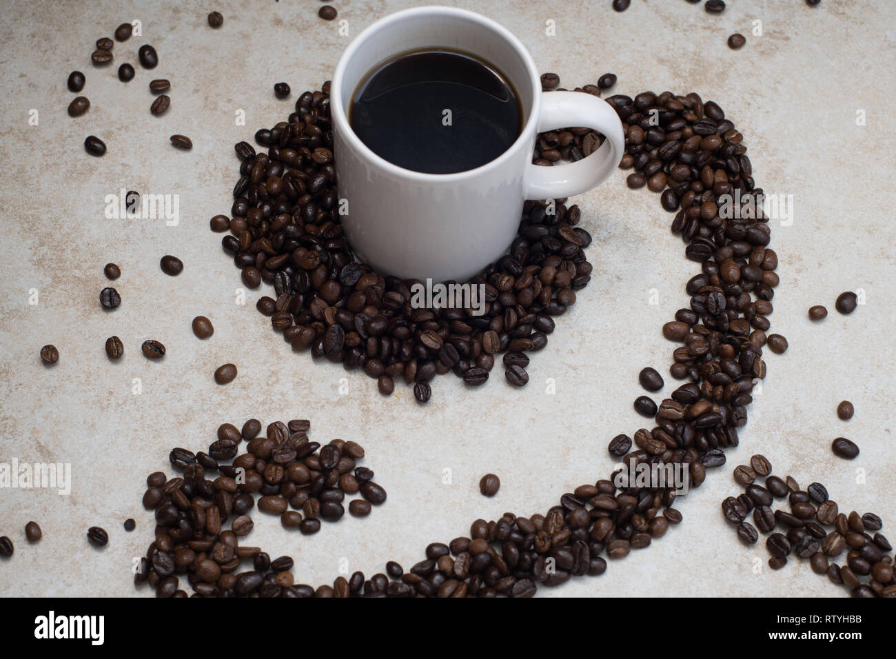 Kaffee, Kaffee, Kaffee wirbelt Stockfoto