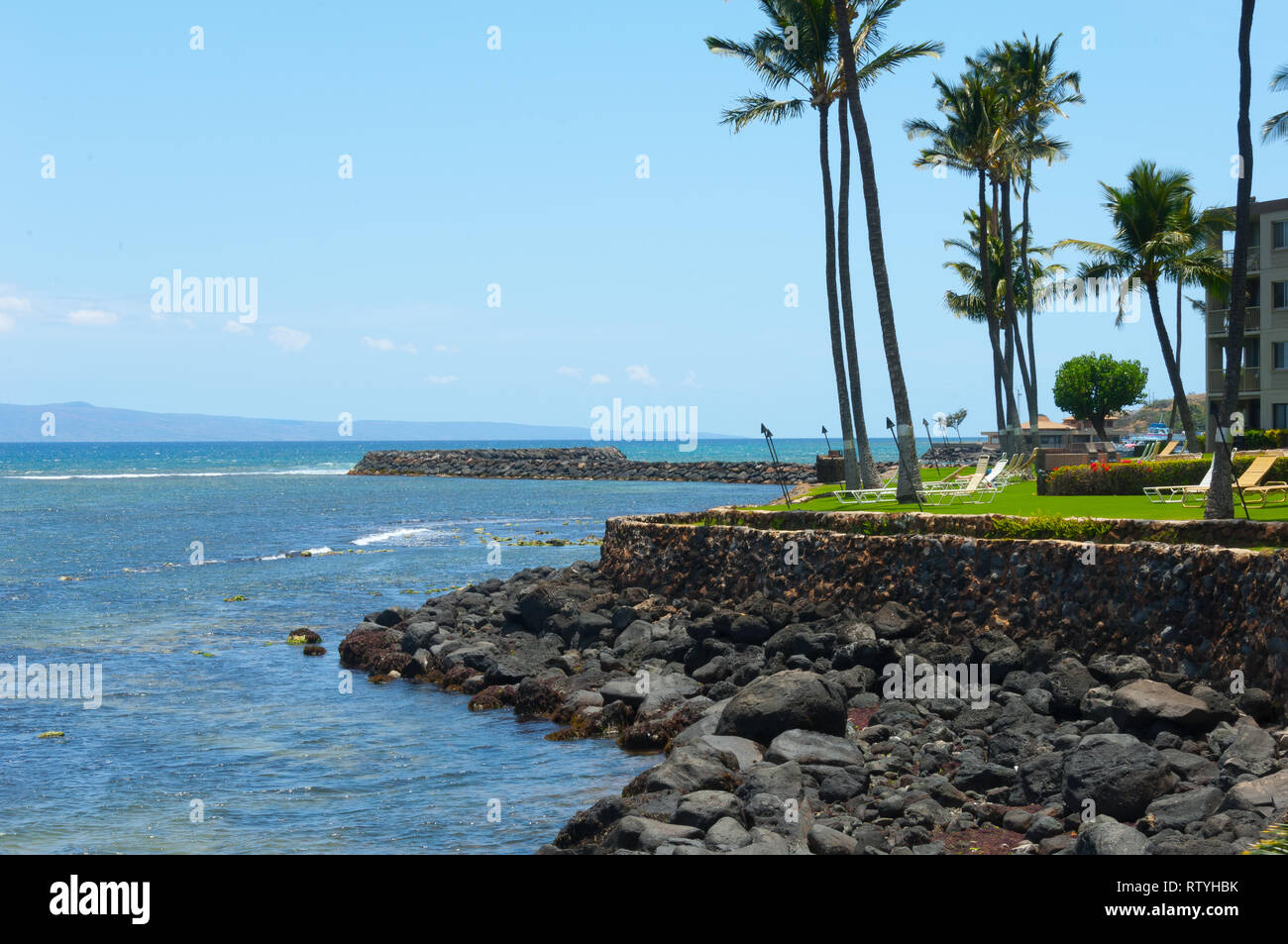 Blick Richtung Maalaea von Sugar Beach Stockfoto