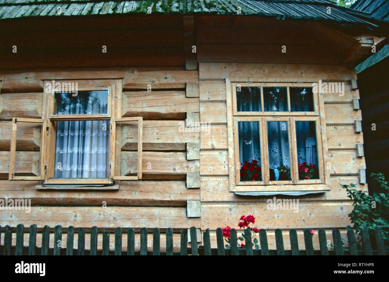 Gescheuert Holz Hölzer der historischen Häuser, Chocholow, Polen Stockfoto