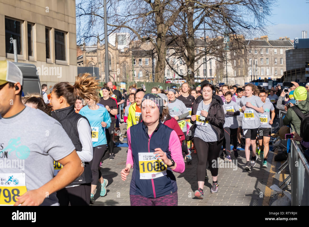 Edinburgh, Schottland, Großbritannien. 3. März, 2019. Läufer in der Edinburgh City Marathon konkurrieren. Veranstaltungen gehören volle Marathon, Halbmarathon, 10 k, 5k und Relais. Credit: Skully/Alamy leben Nachrichten Stockfoto