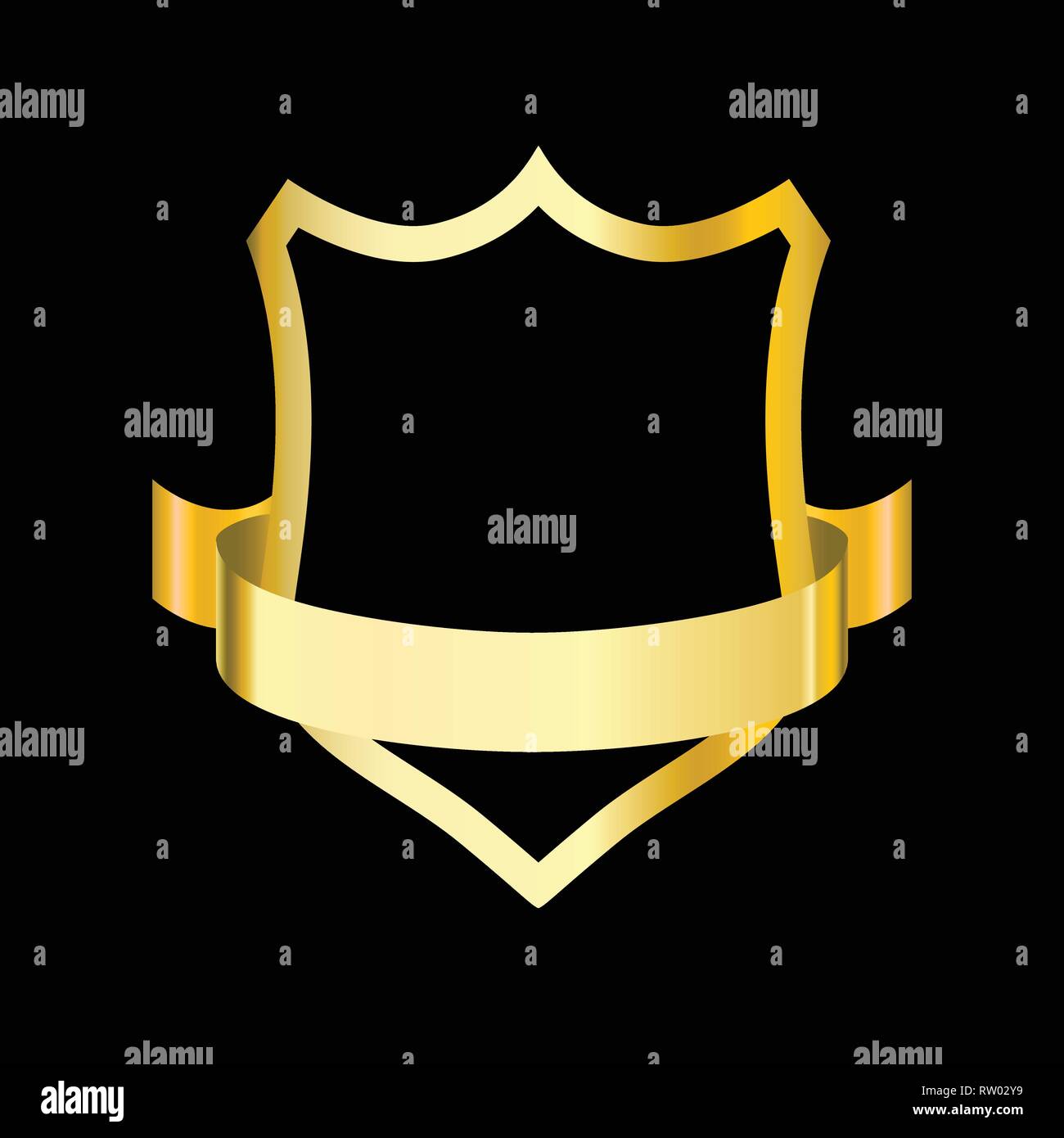 Goldener Schild mit Band. Vector Illustration für Design Stock Vektor