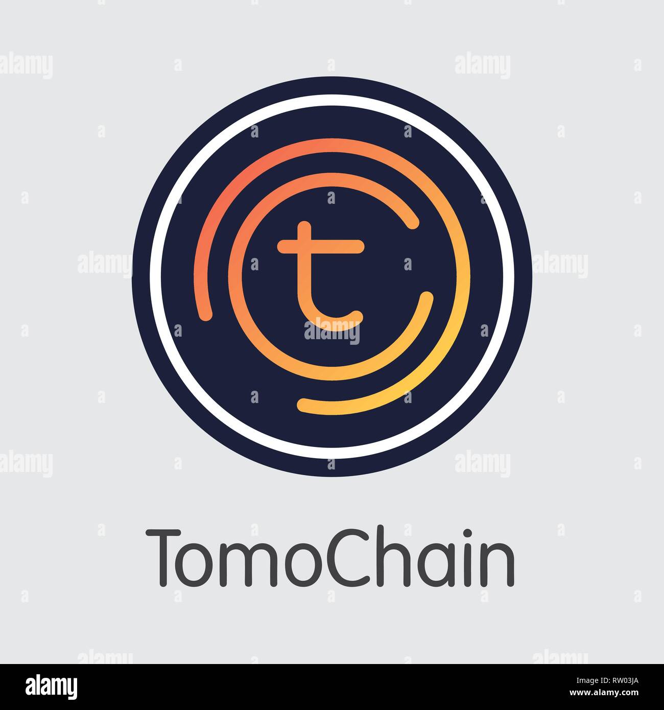 TOMO-Tomochain. Das Symbol der Crypto Münzen oder Markt Emblem. Stock Vektor