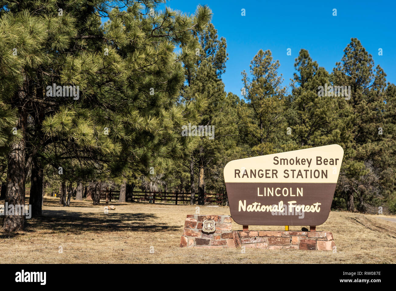 Lincoln National Forest, Arizona, Smokey Bär Ranger Station anmelden, Ruidoso, New Mexico, USA Stockfoto