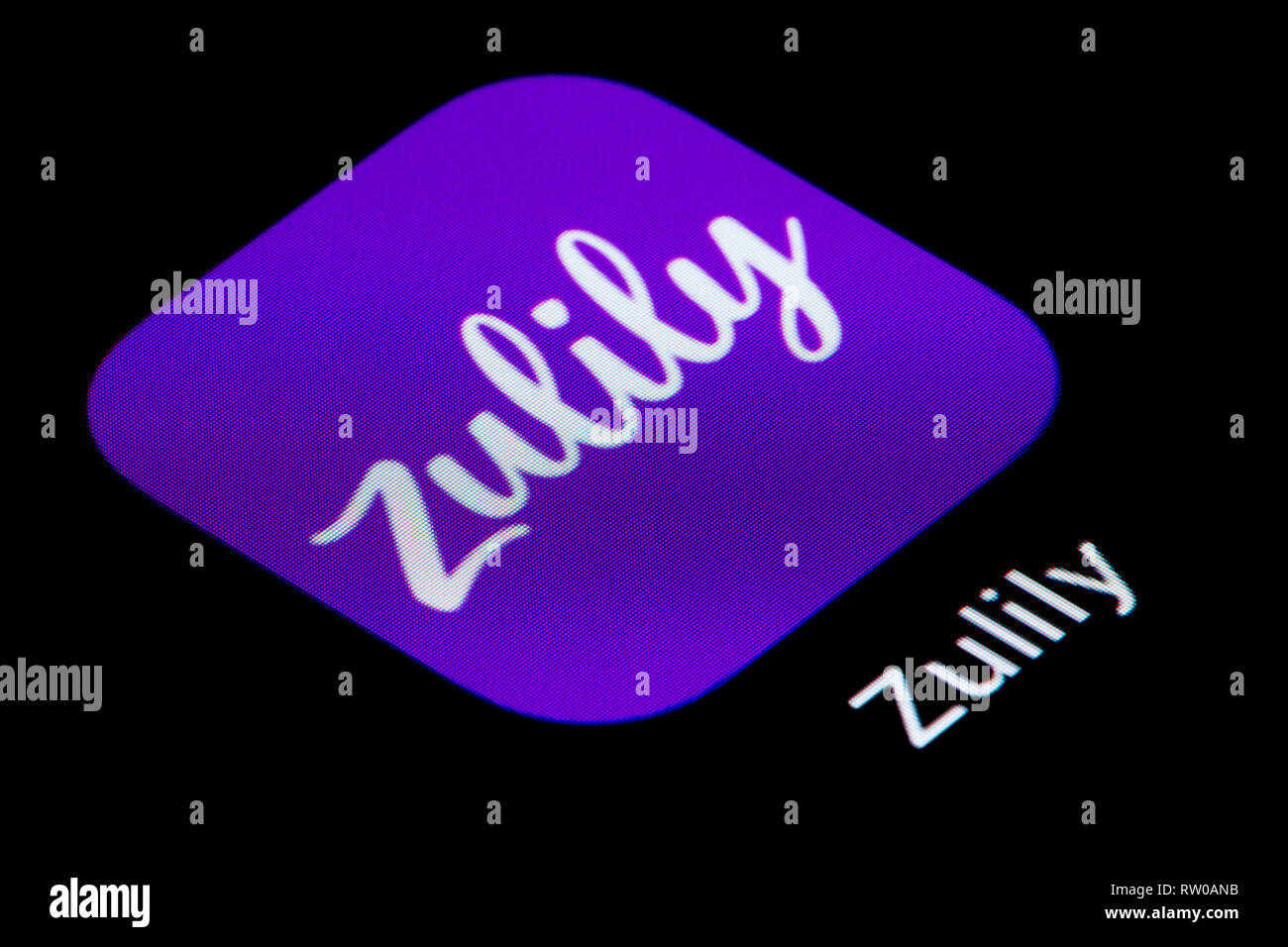 Eine Nahaufnahme des Zulily app Symbol, wie auf dem Bildschirm eines Smartphones (nur redaktionelle Nutzung) Stockfoto