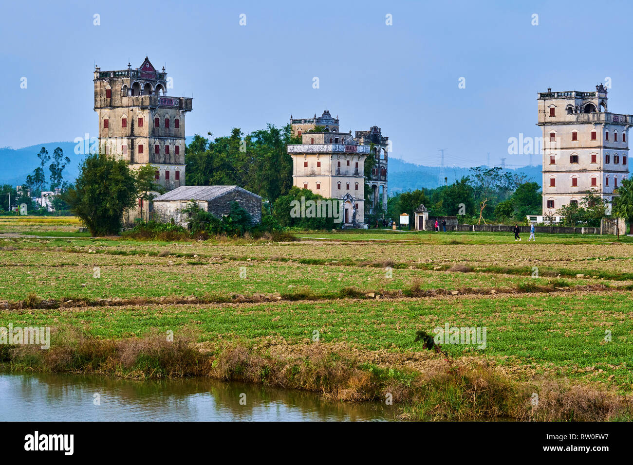 China, Guangdong, Pingyao, UNESCO-Weltkulturerbe, zili Dorf, die diaolou sind mehrstöckigen Wachtürmen Stockfoto