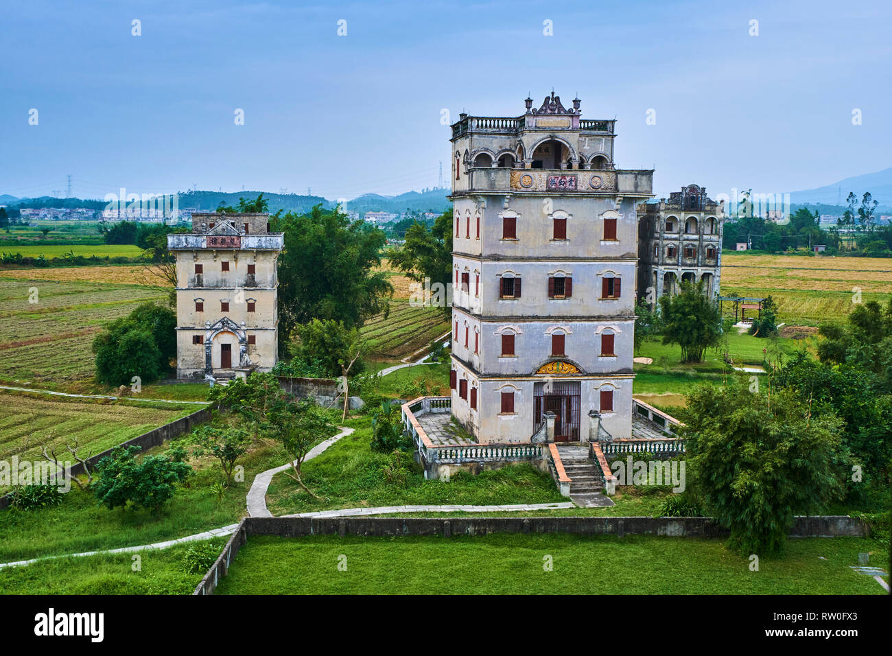 China, Guangdong, Pingyao, UNESCO-Weltkulturerbe, zili Dorf, die diaolou sind mehrstöckigen Wachtürmen Stockfoto