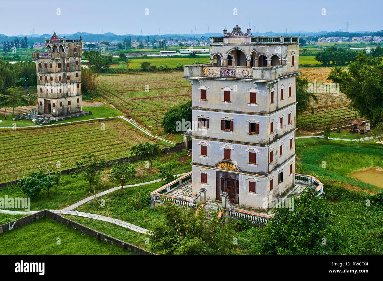 China, Guangdong, Pingyao, UNESCO-Weltkulturerbe, zili Dorf, die diaolou sind mehrstöckigen Wachtürmen Stockfoto