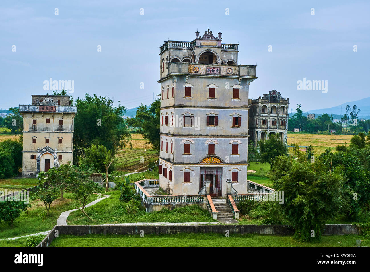 China, Guangdong, Pingyao, UNESCO-Weltkulturerbe, zili Dorf, die diaolou sind mehrstöckigen Wachtürmen Stockfoto