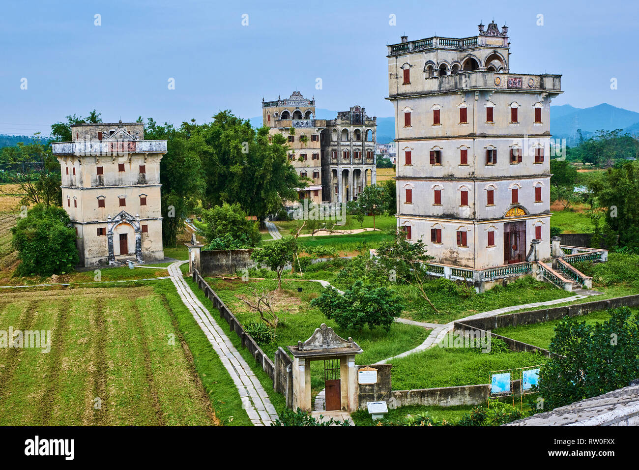 China, Guangdong, Pingyao, UNESCO-Weltkulturerbe, zili Dorf, die diaolou sind mehrstöckigen Wachtürmen Stockfoto