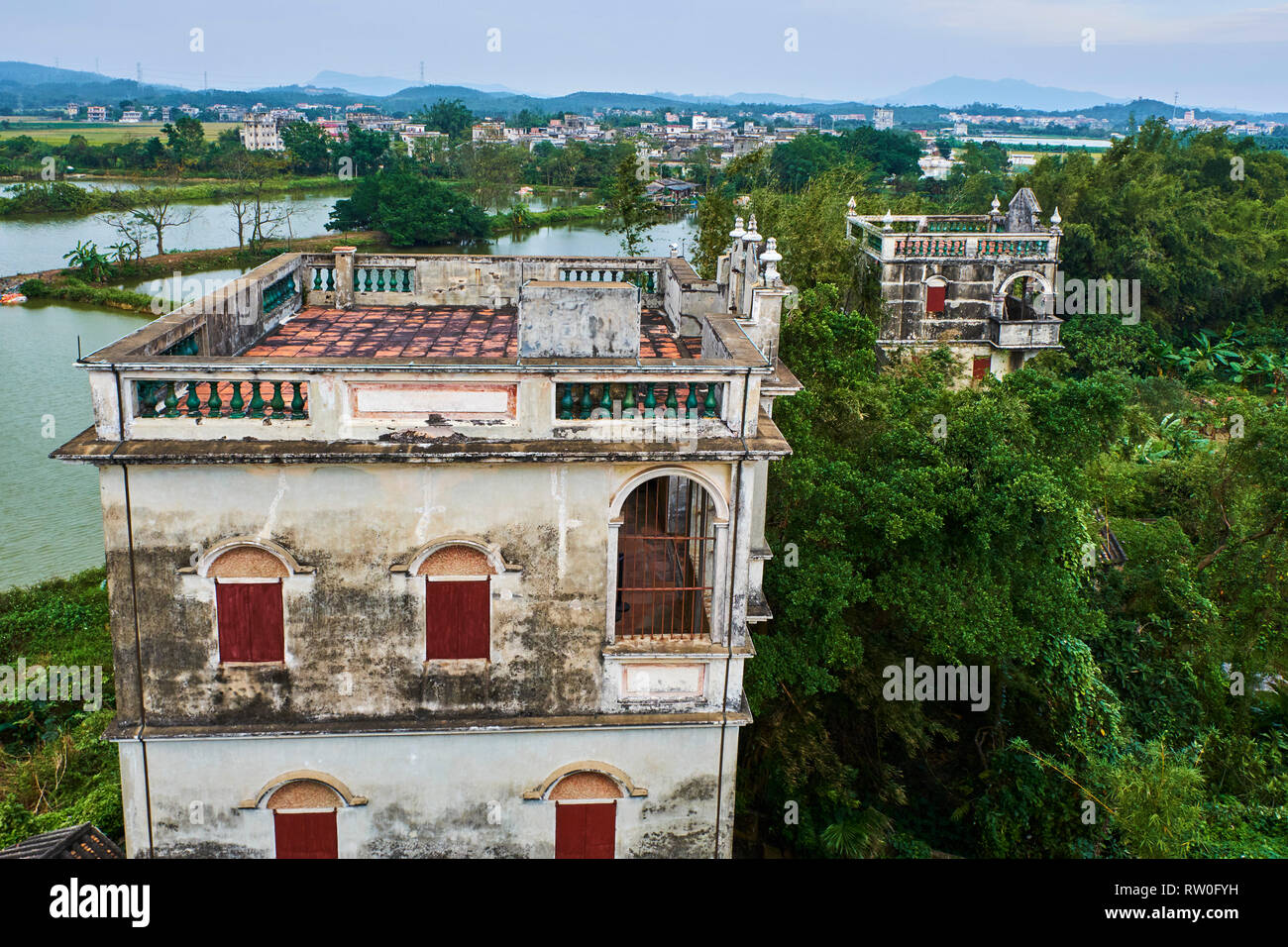 China, Guangdong, Pingyao, UNESCO-Weltkulturerbe, zili Dorf, die diaolou sind mehrstöckigen Wachtürmen Stockfoto