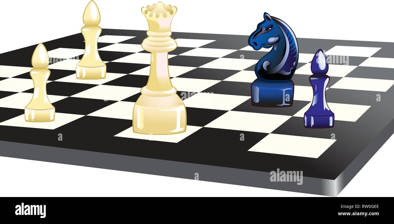 Die vector Abbildung: ein Schachbrett mit Figuren. Stock Vektor