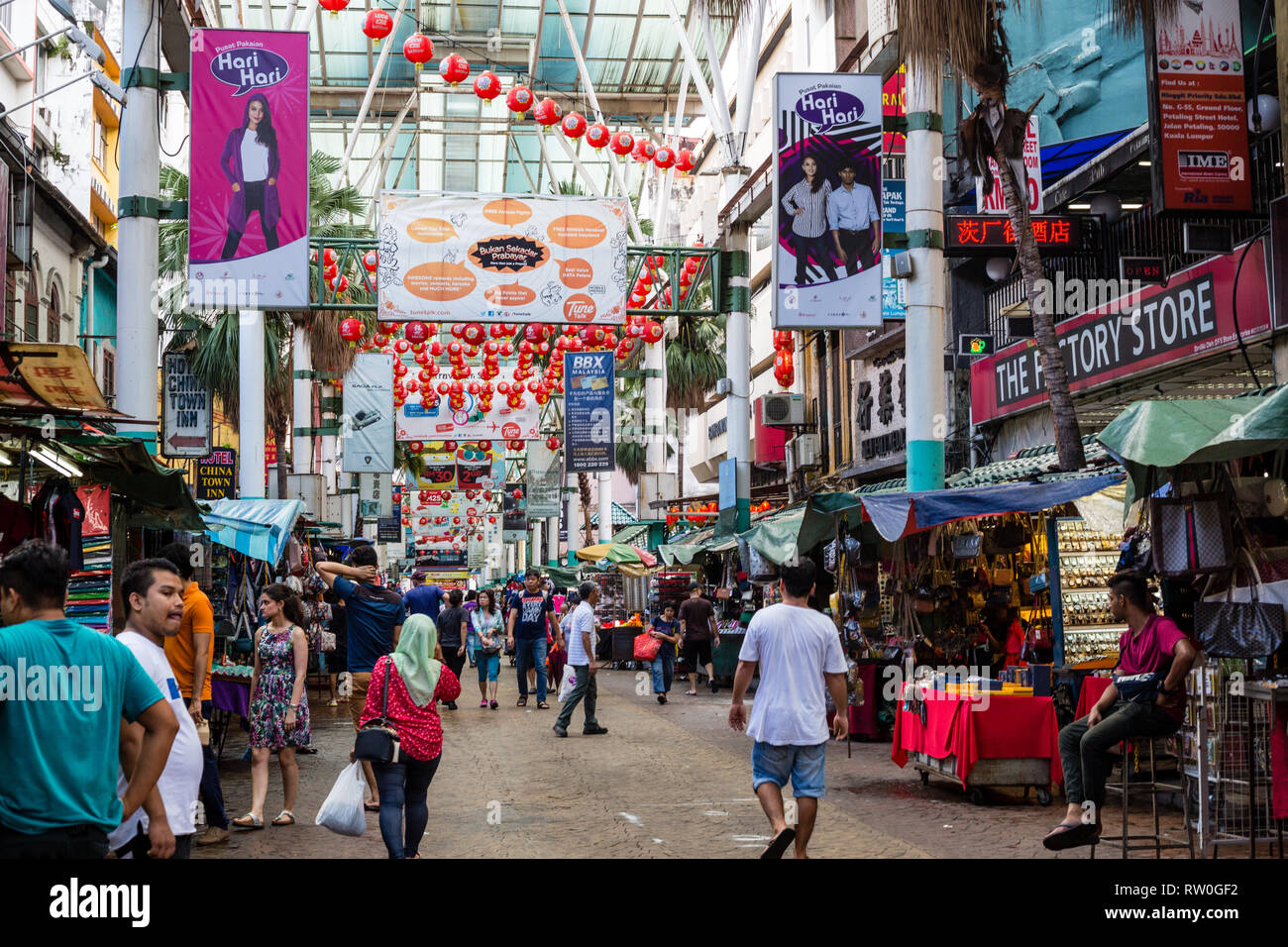 Jalan Petaling Street Market, Chinatown, Kuala Lumpur, Malaysia. Stockfoto