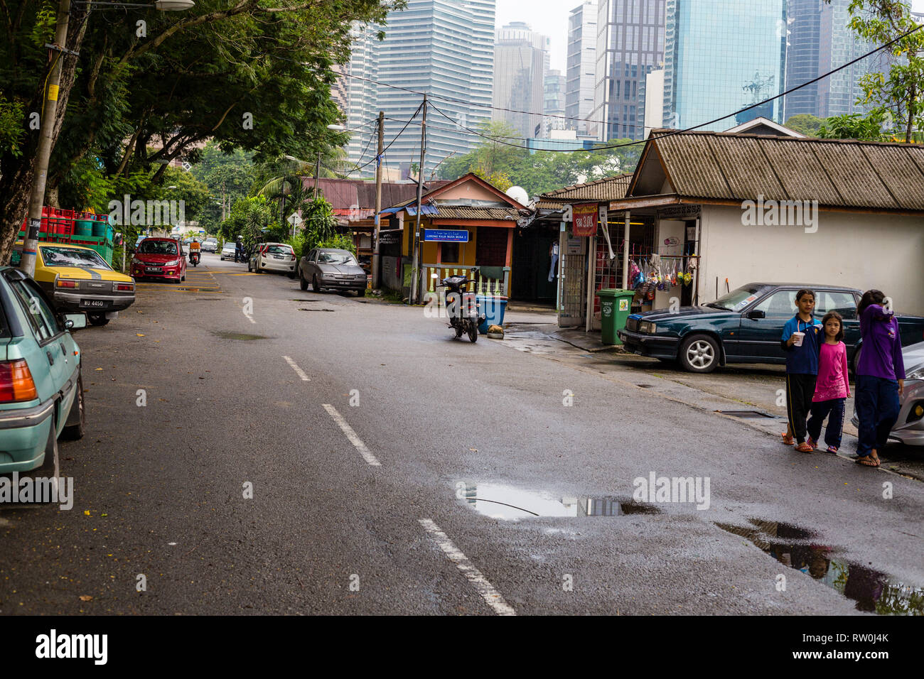 Kampung Baru, Straßenszene in traditionellen malaysischen Enklave, Kuala Lumpur, Malaysia. Stockfoto