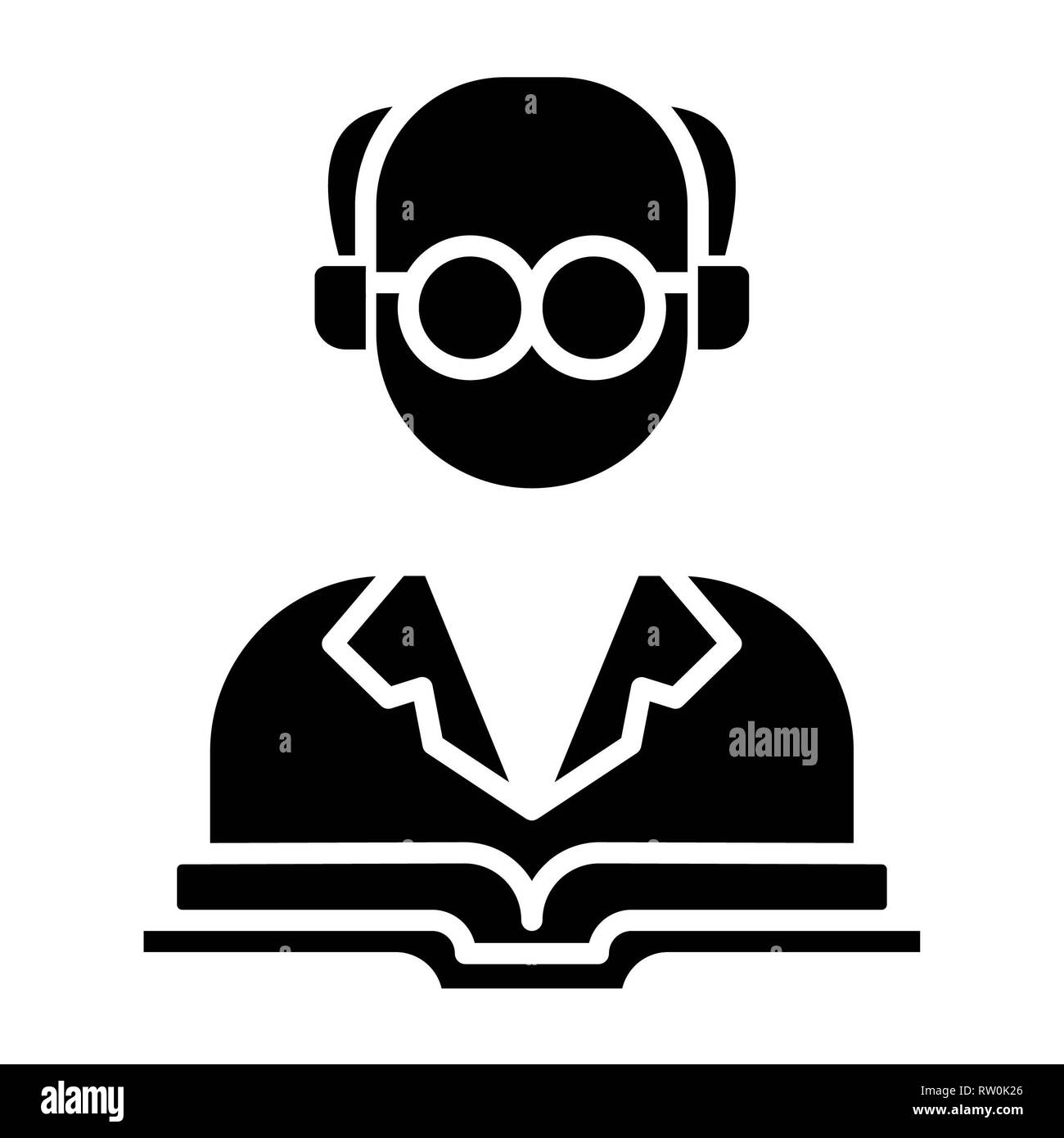 Professor Symbol, Vector Illustration, Bildung Glyphe Stockfoto