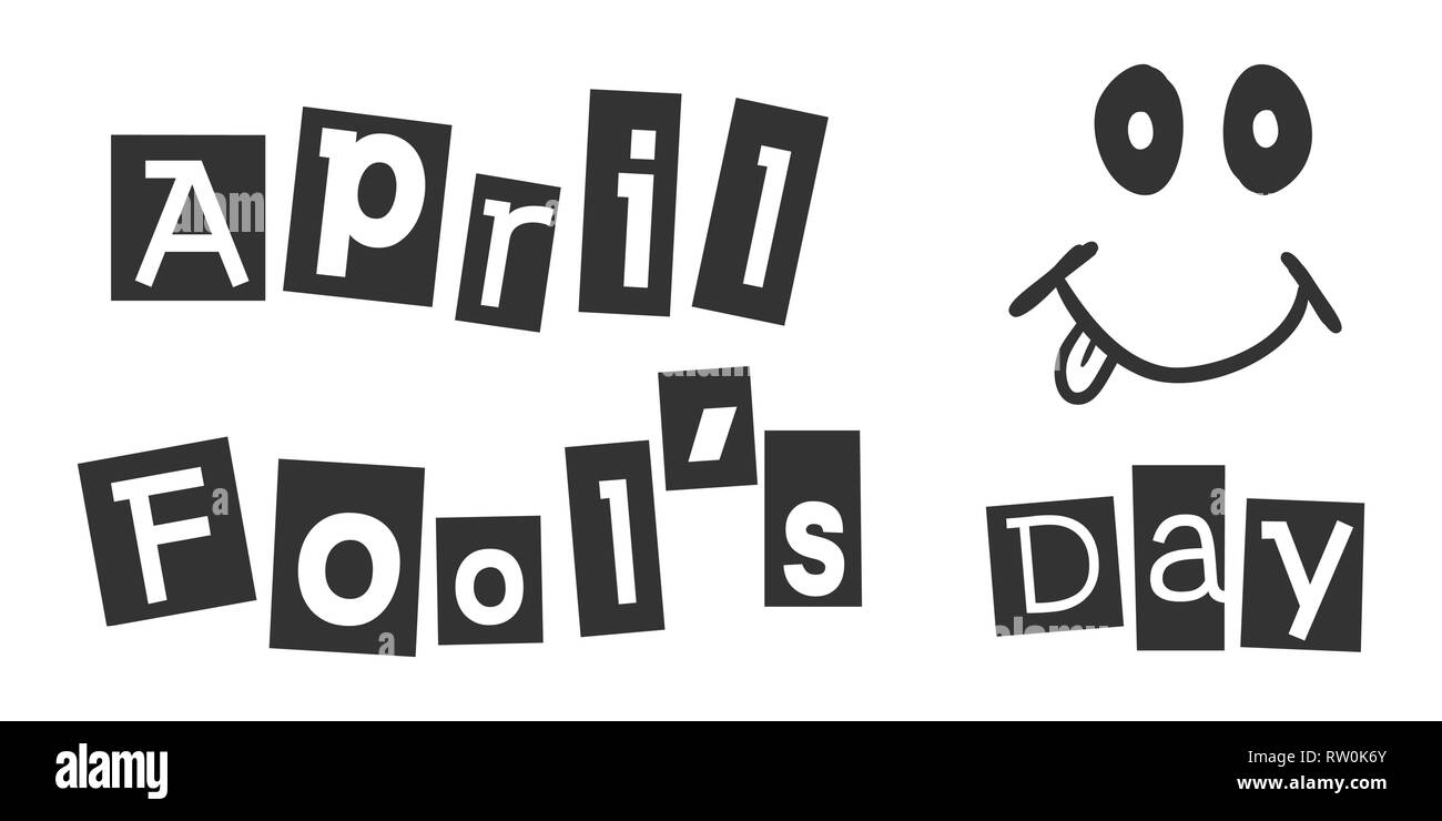 April Fools Day Symbol Text im flachen Stil. Gerne banner Vector Illustration auf weißem Hintergrund isoliert. Lustig Karneval Geschäftskonzept. Stock Vektor