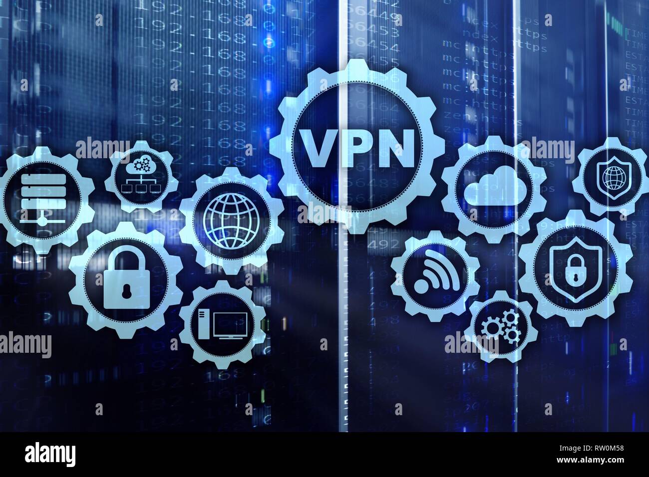 Sichere VPN-Verbindung. Virtuelles privates Netzwerk oder Internet Security Konzept. Stockfoto