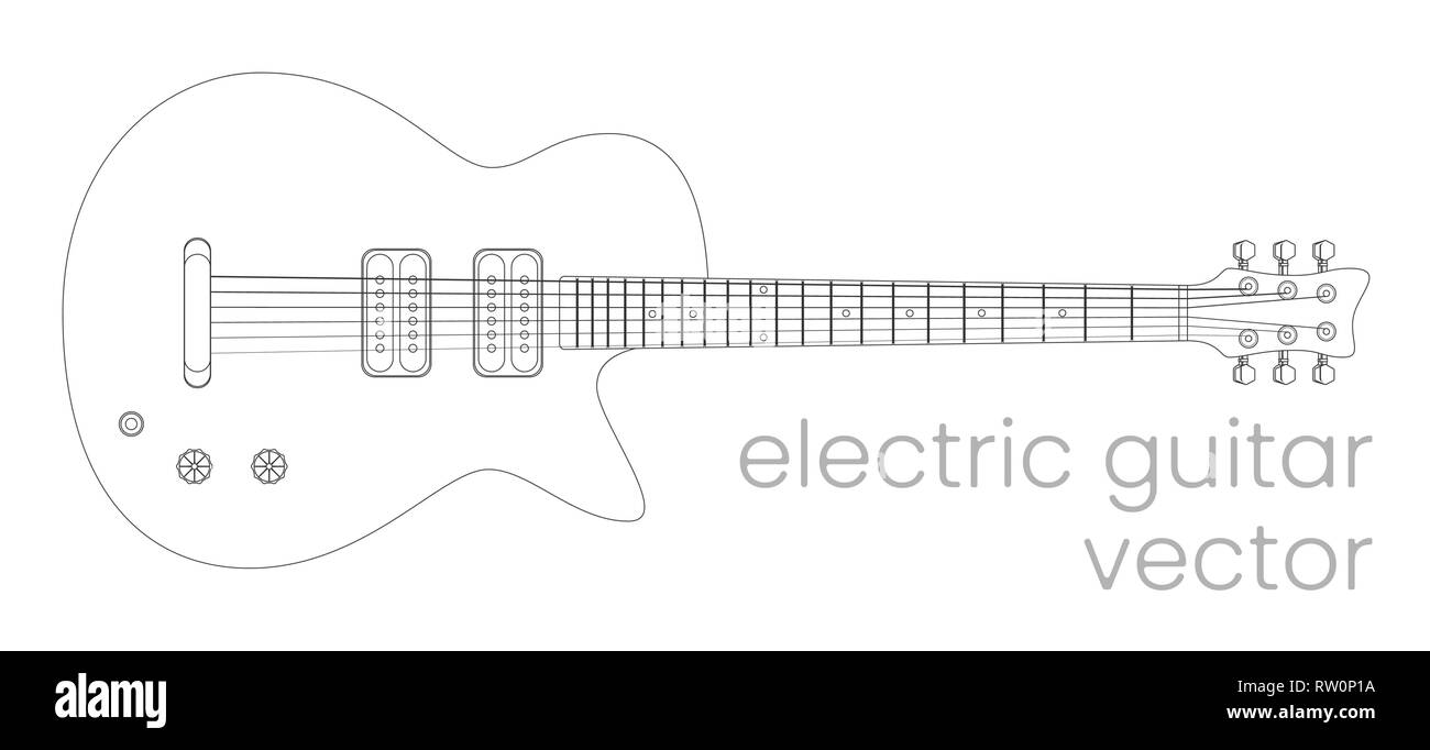 E-Gitarre Abbildung. Rock Musik Instrument. Vektor linie Skizze. EPS8 Stock Vektor