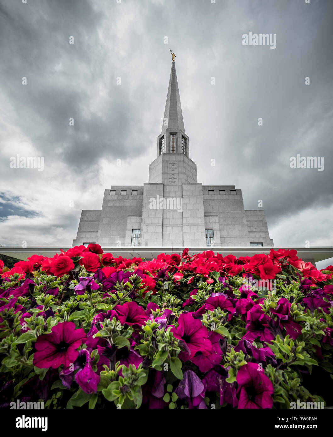 Das Preston England Tempel, 52. der Tempel der Kirche Jesu Christi der Heiligen der Letzten Tage (LDS Kirche), Chorley, Lancashire, UK. In 19 Stockfoto